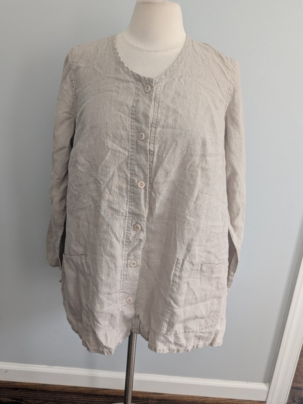 NEW Womens Flax Light Tan Button Down Tunic Small